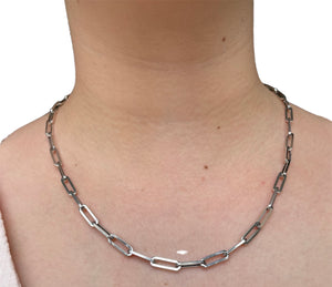 White Gold Nacklace - Paperclip Link Chain